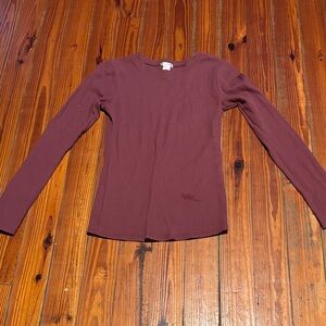 Bozzolo Long Sleeve Ribbed Top - Deep Burgundy